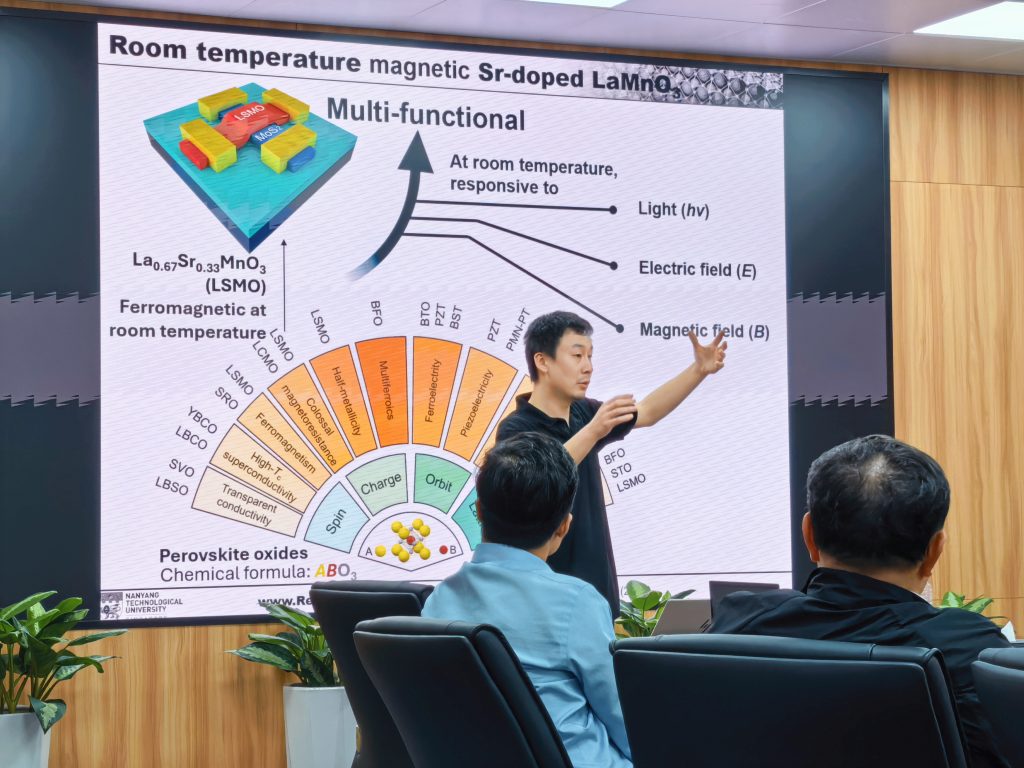 Associate Professor Xiao Renshaw Wang discussing multifunctional strongly correlated oxide systems